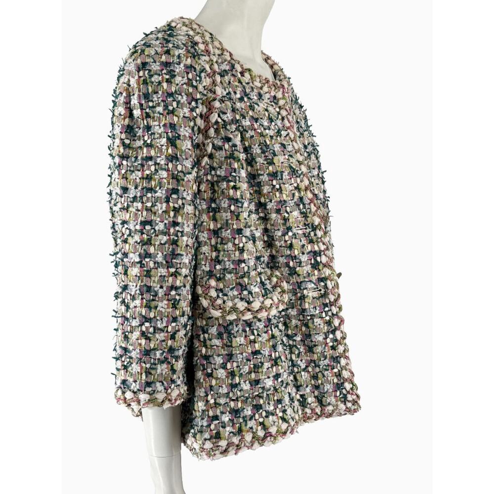 Chanel Fantasy Tweed Jacket Coat Size 50 Multicolor Silk Lined Owl Buttons - Picture 11 of 16